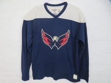Washington Capitals Shirt Mens Large CCM Navy Blue NHL Hockey Long Sleeve V Neck