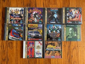 Sega Saturn HST-3210 gray Japanese console system + 10 games + memory cartridge