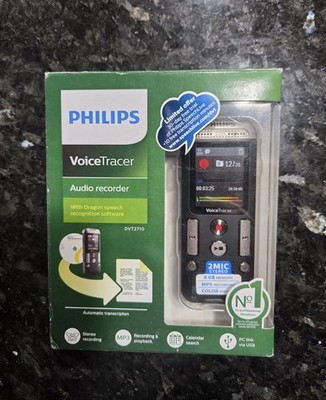 Philips Voice Tracer DVT2710 Stereo Recording w/Dragon Software New Open Box
