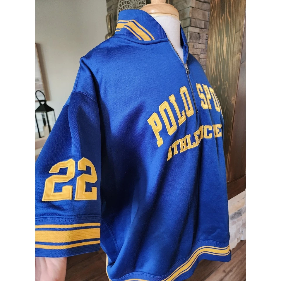 Винтажный Y2K Polo Sport четверть молнии разминка Джерси Ralph Lauren #22 RL двойной - Изображение 4 из 4