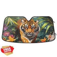 Tiger Tropical Animal Windshield Sun Shade Truck SUV Accordion