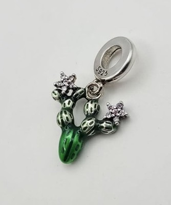 925 Sterling Silber blühender Kaktus Charm Anhänger für Armband oder Halskette