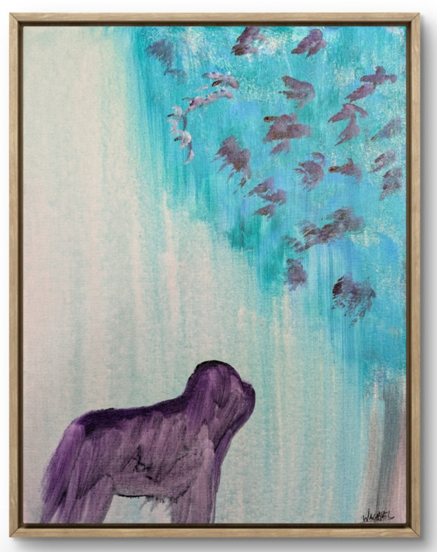 Newfoundland Dog Painting 11x14 Original Abstract Expressionist Canvas Wachtel