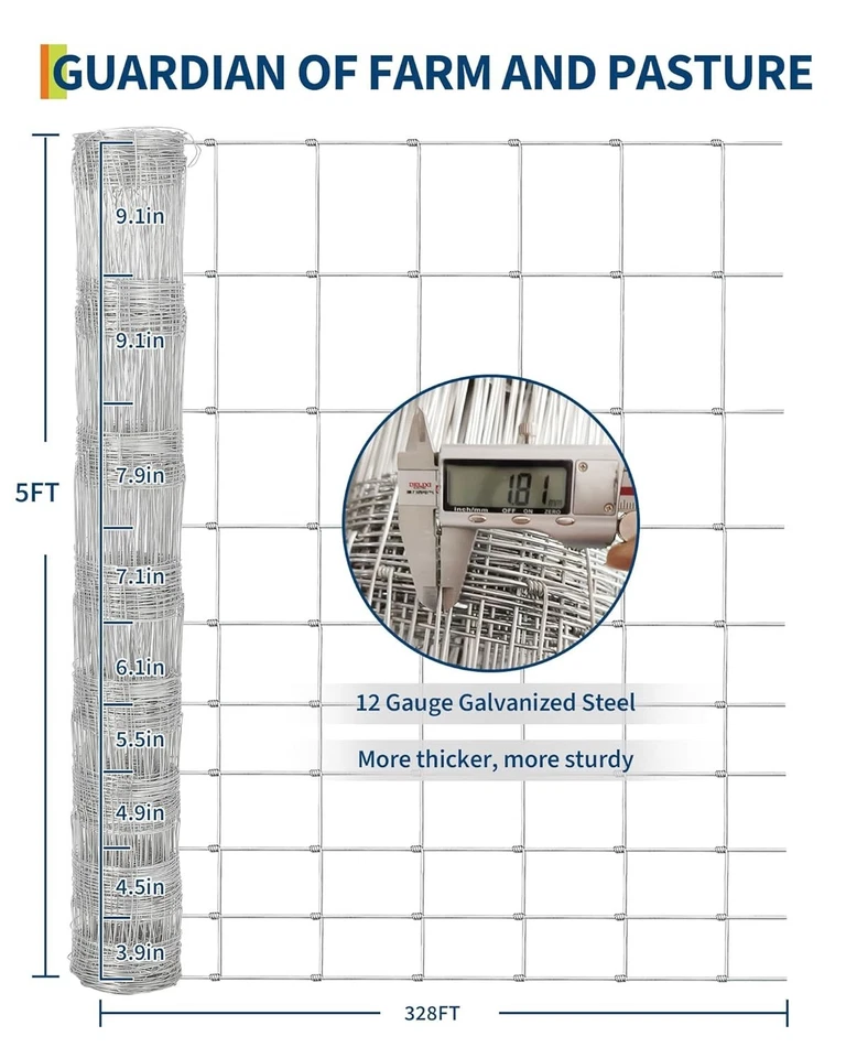 Galvanized Wire Mesh Fence 5FTx328FT, 15-Gauge, Rust-Resistant, Garden & Animal - Image 2 of 4