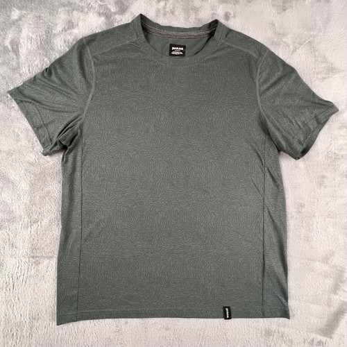 PrAna Prospect Shirt Mens Small Green Topo Print Short Sleeve Athletic Yoga Tee
