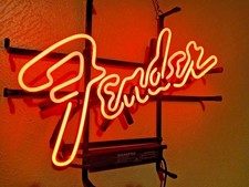 US STOCK Fender Guitar Music Shop Store 20"x16" Neon Sign Lamp Light Real Glass