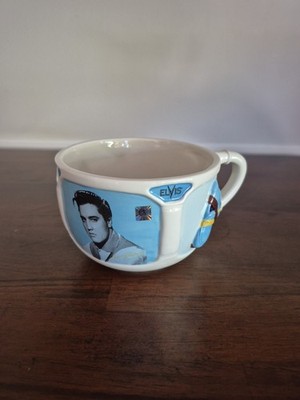 Elvis Presley 1999 Ceramic Soup Mug & Blue Suede Shoes By Vandor 18oz