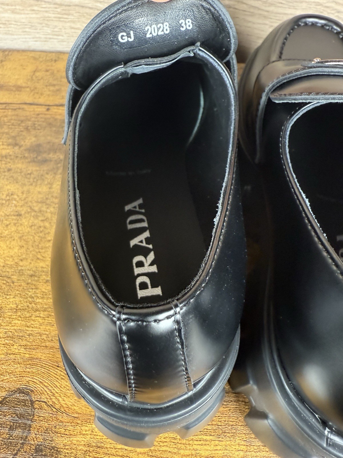 Prada Monolith Brushed Leather Loafers Black EU 38 US 7.5 thumbnail 6