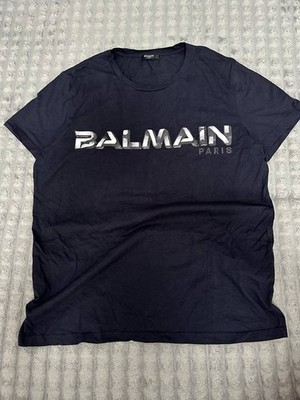 Balmain Paris Men s Dark Navy Logo T-Shirt, Size XXL