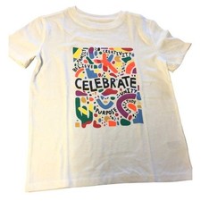 New Girls Shirt Cat Jack Celebrate Multi Color Graphic Size 6/7 Creativity