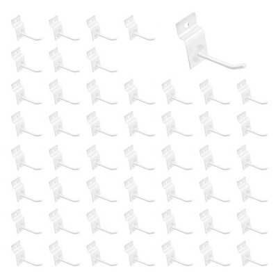 50 PCS 2 Inch White Metal Slatwall Panel Hooks Gridwall Pegboard Organizer