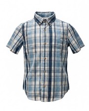 TOMMY BAHAMA Boys Blue Plaid Button Up Shirt Medium 7-8 Short Sleeves NWT