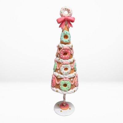 Pink Clay Dough Donut Gingerbread Bow Christmas Tree New 14 