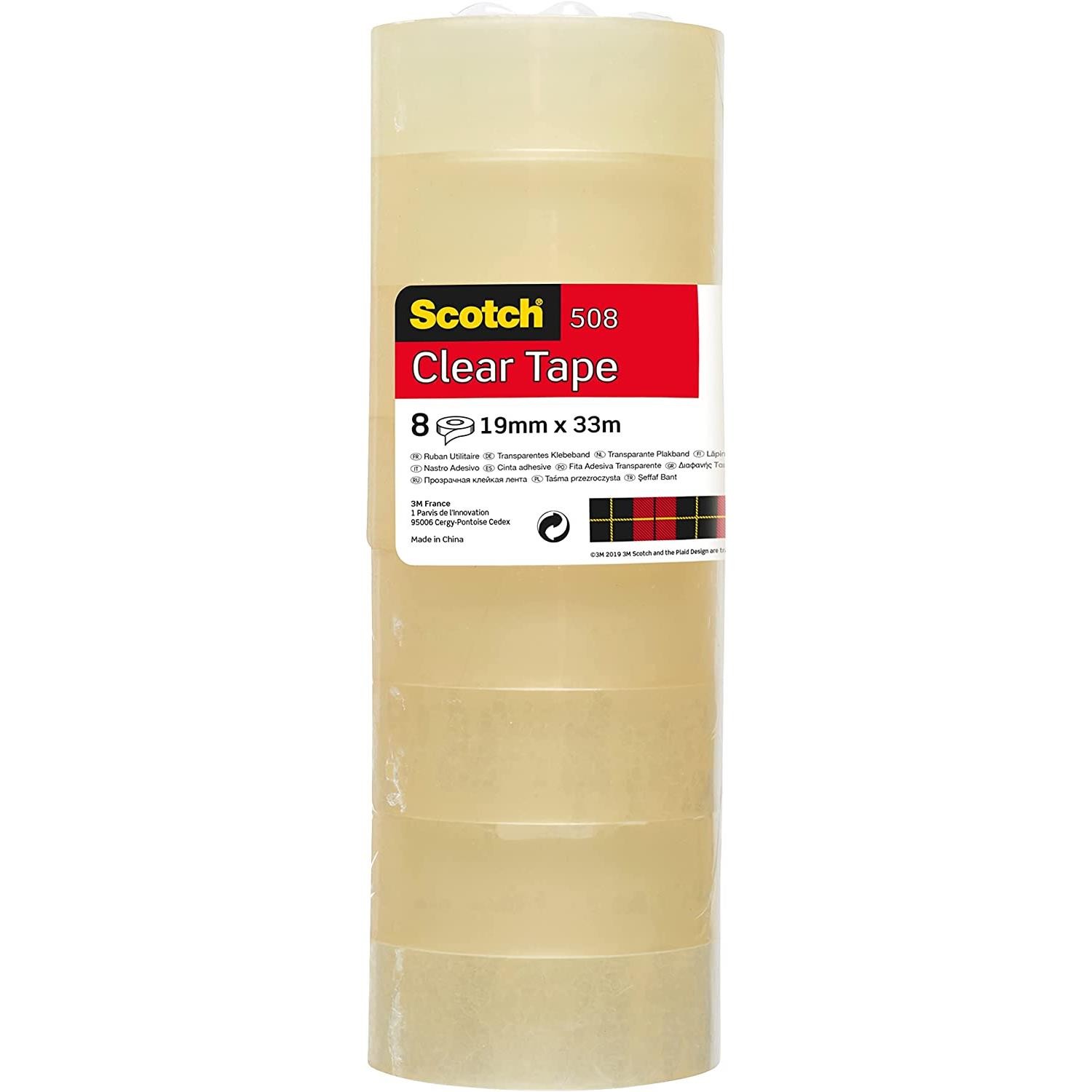 Scotch 508 ruban adhésif transparent 19mm x 33m lot de 5 rouleaux pour bureau
