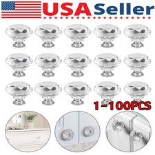 Lot of Crystal Glass Cabinet Knob Diamond Shape 40mm Drawer Cupboard Handle Pull