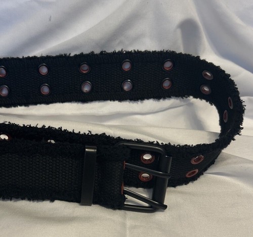 Belt Punk Emo Skater Biker Rivets Studs Black & Red w/Buckle 40” Long Small New - Picture 2 of 9