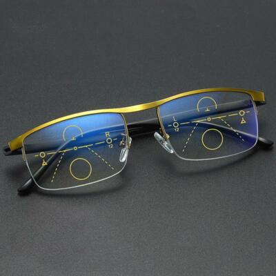 Smart zoom Reading glasses distance&near Progressive multi-focus Anti blue light