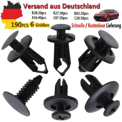 190x Auto Verkleidung Clips Stoßstangen Innen Befestigung Clip Set Universal