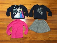 Lot of 4 Kids 3-4 Yrs Various Brand: 2 pcs Sweatshirts, 1 pcs Skirt, 1 pcs Shirt