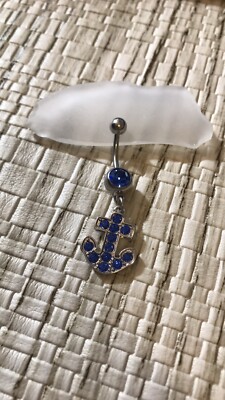 Dark Blue Anchor Gem Dangle Belly Button Navel Ring 14 Gauge Us Seller Ebay