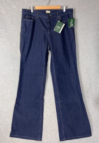 NWT L.L. Bean Jeans Women's Size 18 M/T Stretch Straight Leg Blue