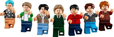 Lot of all 7 LEGO BTS Minifigures from 21339 BTS Dynamite K-Pop Suga