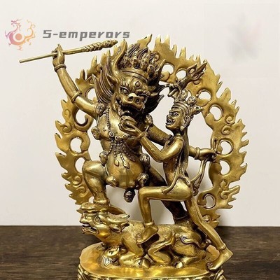 8.7'' Tibet Brass Yamantaka Yama Dharmaraja Statue Buddhism Buddha Collection
