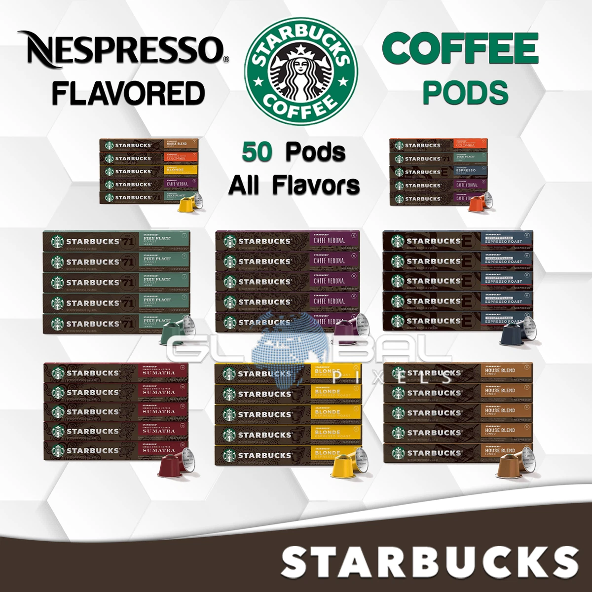 Starbucks For Nespresso 50 PODS 5 Sleeves Original Line Machine