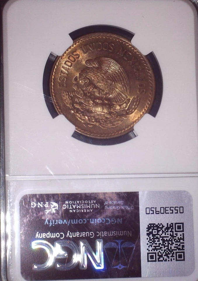 1946Mo México 20 centavos, NGC 64 RB, emisión gratuita Foto 2 de 2
