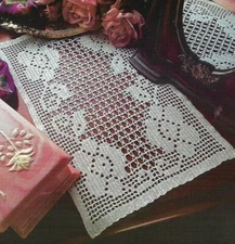 FOUR ROSES DOILY FILET HOME DECOR DIGEST SIZE CROCHET PATTERN INSTRUCTIONS