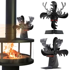 Heat Powered Wood Stove Fan 4 Blade Fireplace Fan for Gas Wood Burning Stove