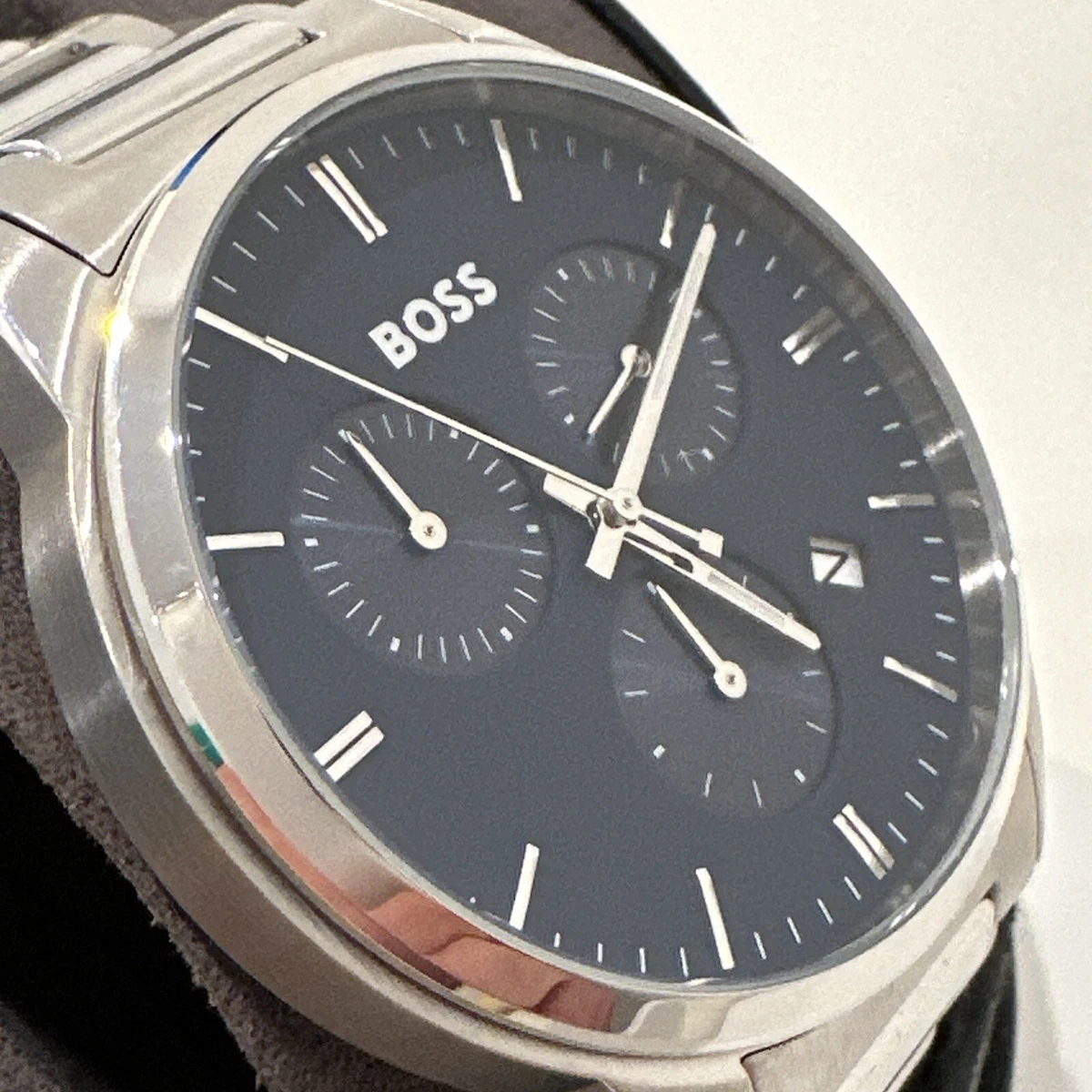 Hugo Boss Dapper Chronograph Blue Dial Stainless Steel Bracelet
