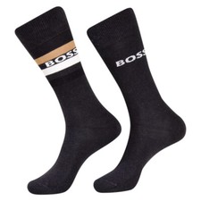 Hugo Boss Men's 2-Pairs Trouser Socks Boss Ribbed Stripped Logo Sz. 7-13