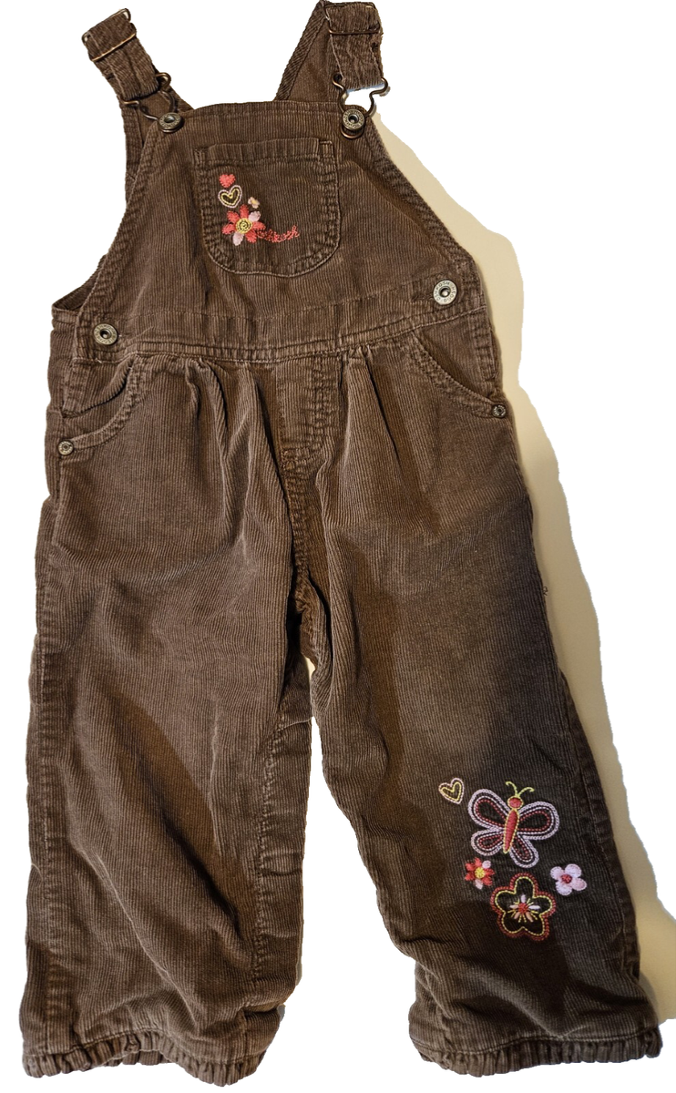 oshkosh✿ ベイビーガールズ✿オシュコッシュ✿24M✿ vintage Vintage Oshkosh B'Gosh Brown Floral Embroidered Corduroy Overalls