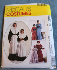 McCalls 2337 Costume pattern UNCUT Pilgram Colonial Prairie Misses Girls