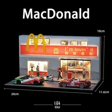 1/64 Diorama Car Garage Model Store Parking Lot LED Lighting Scene Display Model