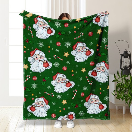 Christmas Snata Tree Flannel Blanket Throw Blanket Dog Car Nap Blanket Full Size - Picture 21 of 34