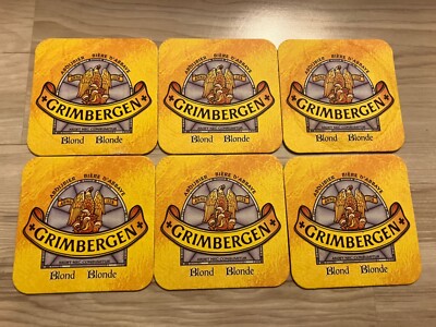 6 Beer Mats Coaster Grimbergen Abdijbier Blonde ARDET NEC CONSUMER - Beer