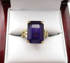 14K Yellow Gold Amethyst & Diamond Ring Size 7.75 [R250] — photo 9