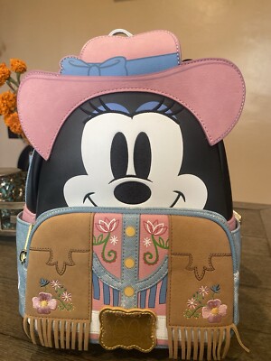 Loungefly Cowgirl Character Backpack - Pink, Blue, and Brown Western Minnie Mouse Cosplay Mini Backpack main image 3