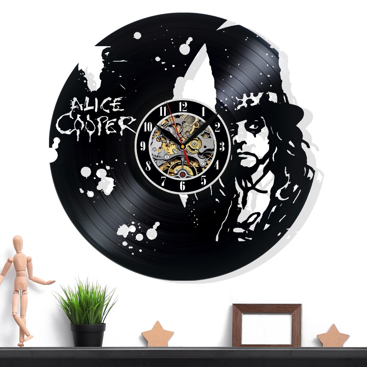 Alice Cooper Vinyl Wall Clock - Retro Decor - Unique Home Accent - Perfect Gift