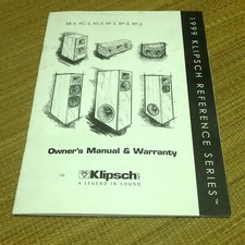 1999 Klipsch Reference Series Owner's Manual  Warranty Booklet