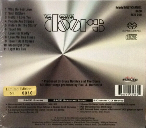 The Doors - The Best Of The Doors  Audio Fidelity SACD (Hybrid, Low No. 0010) - Picture 2 of 2