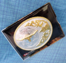 Western Longhorn Belt Buckle Cowboy Cowgirl NOS IOB Large Vintage Nocona .TAZ220
