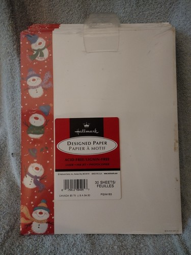 Premium Snowman Print Copy Paper 30 Count Invitation Memos, Quantity Of Seven. - Picture 2 of 7