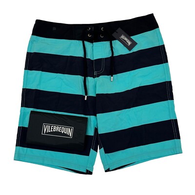Vilebrequin Herren Badeshorts - Makali gestreift länger Stil: MKLHO323 blau