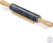 Marble Rolling Pin For Baking With Wooden Stand Natural Stone Cook