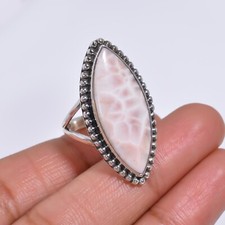 Pink Larimar Ring Thomsonite/Natrolite Gemstone 925 Sterling Silver Ring Jewelry