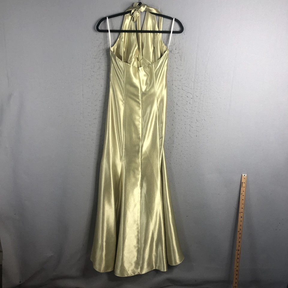 Vintage Jessica McClintock for Gunne Sax Formal Gown Jr. 7  Lime Green Y2K Shine - Image 3 of 4