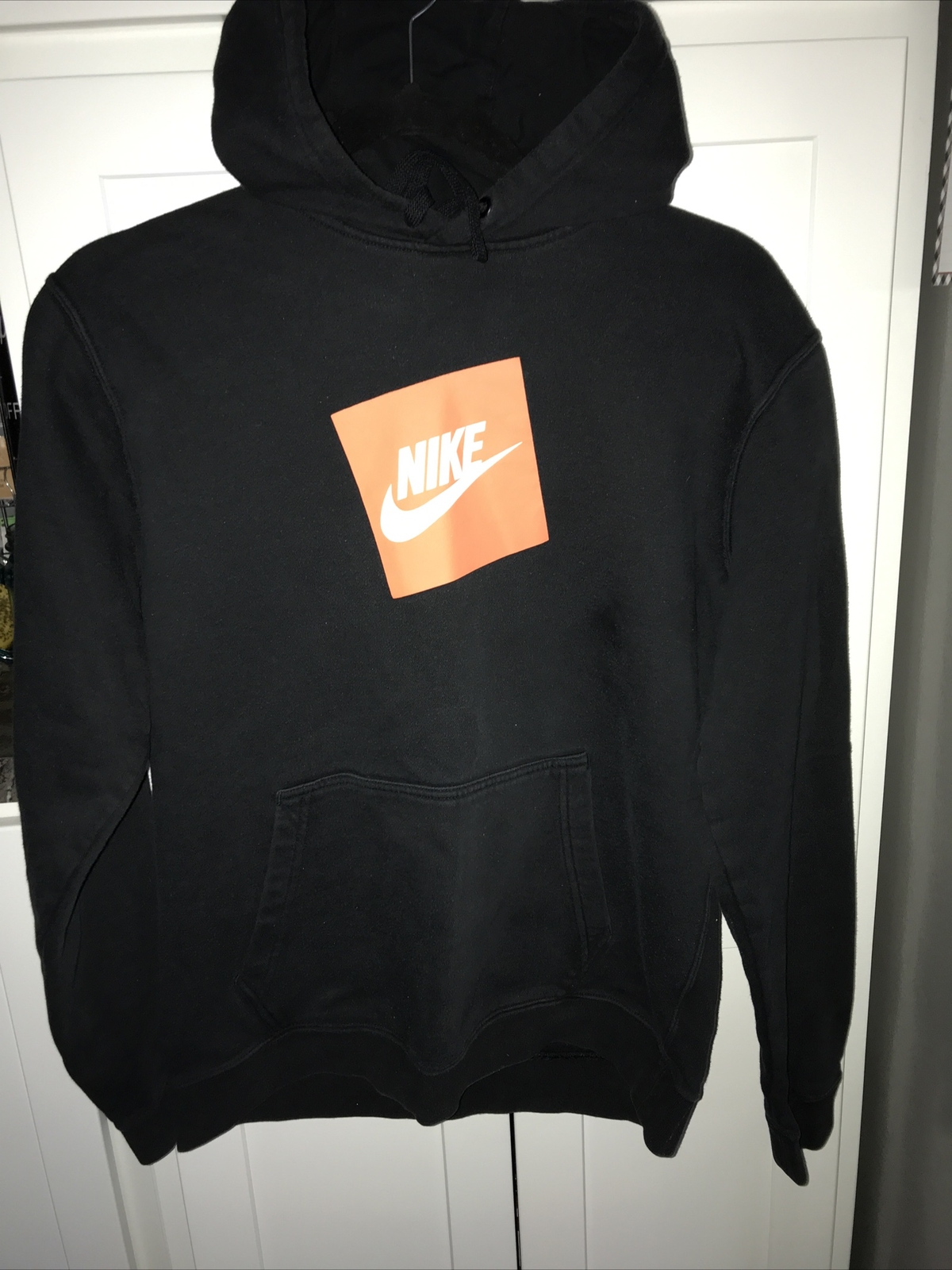 NIKE SPORTSWEAR Hoodie Sweatshirt MEDIUM RETRO LOGO Black Orange SWOOSH  Cotton | eBay